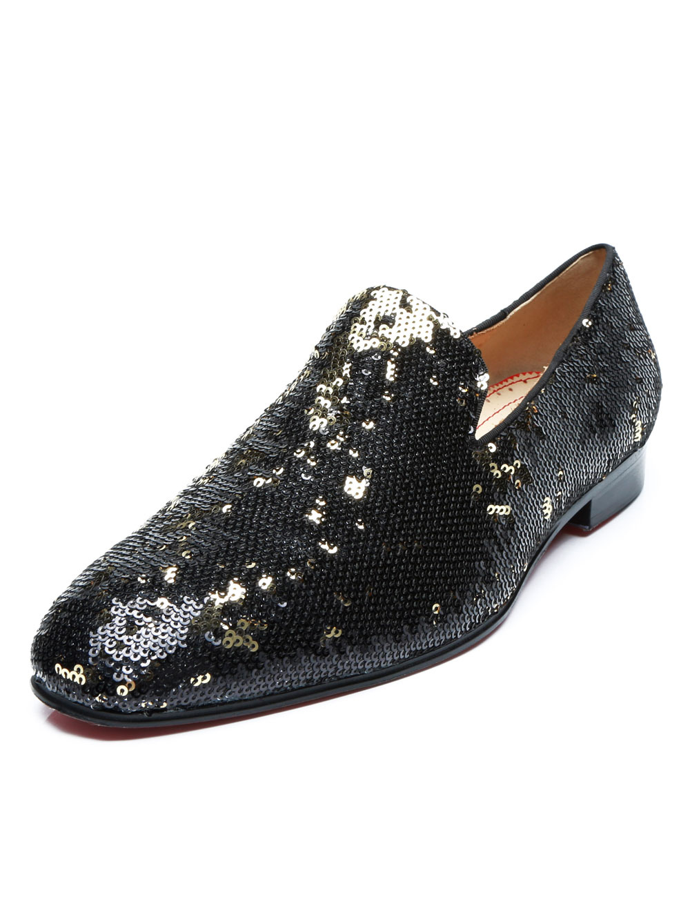 Mens Black Dress Loafers Shoes Sequined 