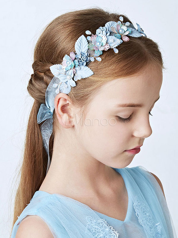 Flower Girl Headband Blue Floral ...