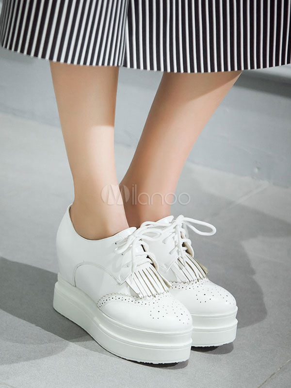 white oxford platform shoes