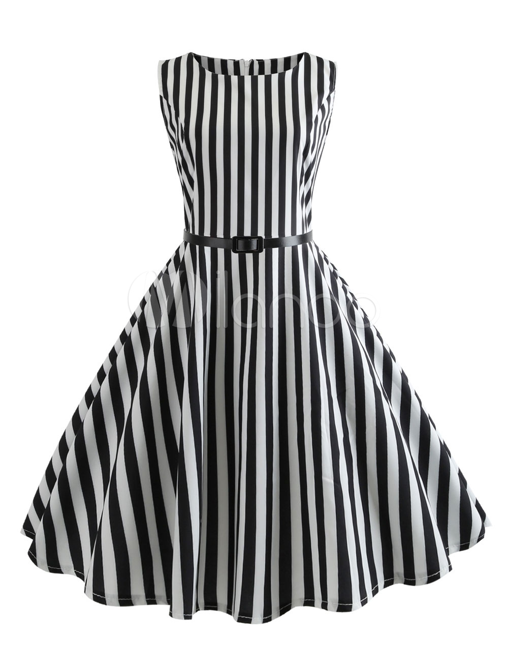 black and white striped vintage dress