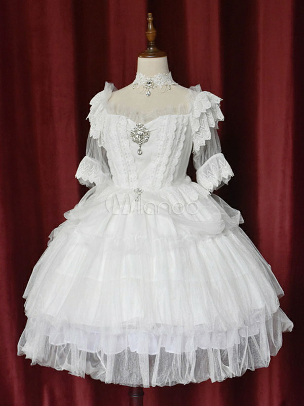 Sweet Lolita OP Dress Neverland Starlight Princess Lace Organza Ruffle ...