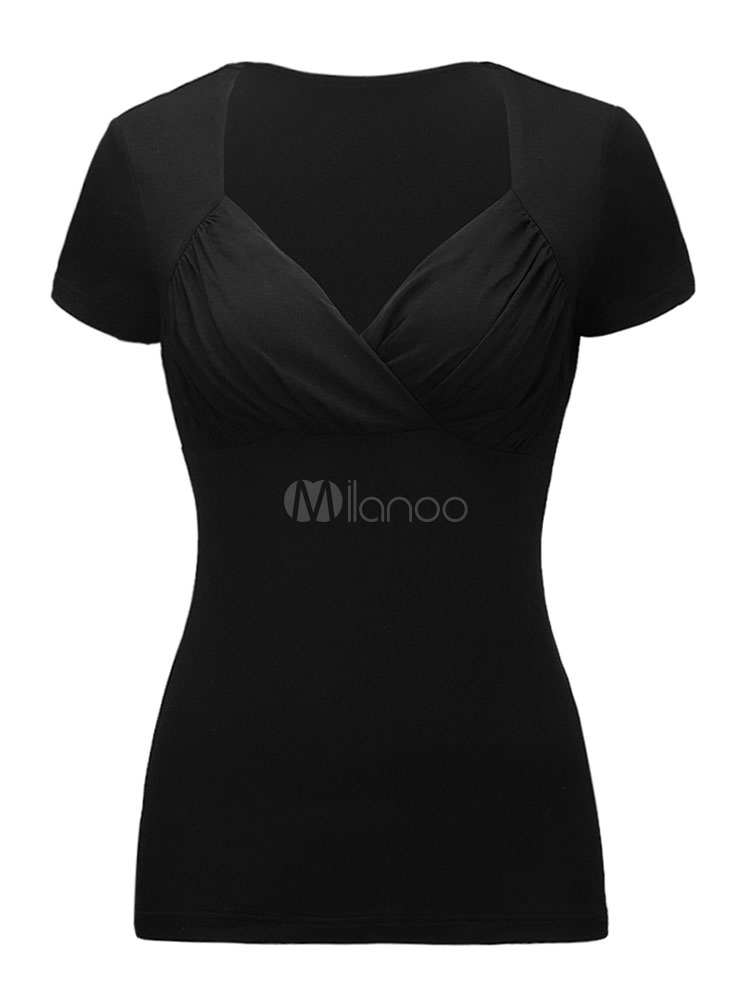 Women Black T Shirt Short Sleeve Queen 