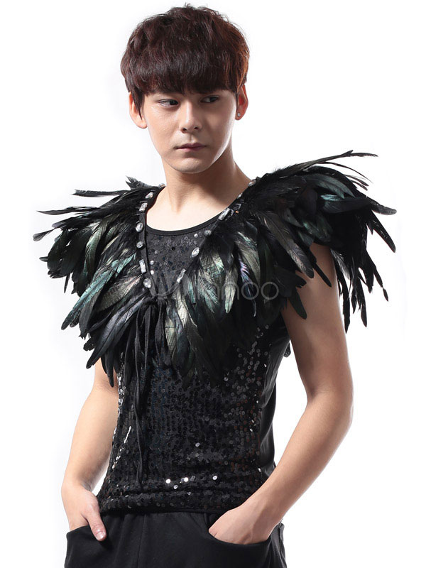 Jazz Dance Costume Feather Shawl Black Men Costume Accessories Milanoo Com