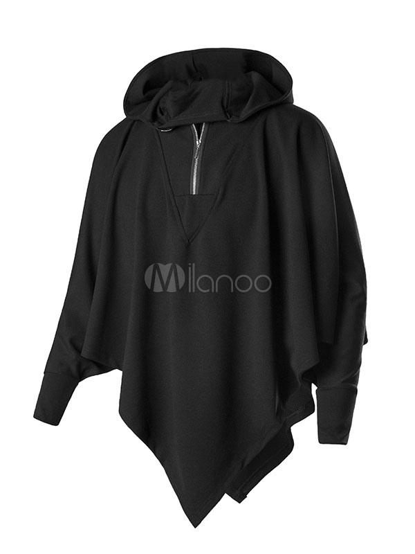 black hooded poncho mens