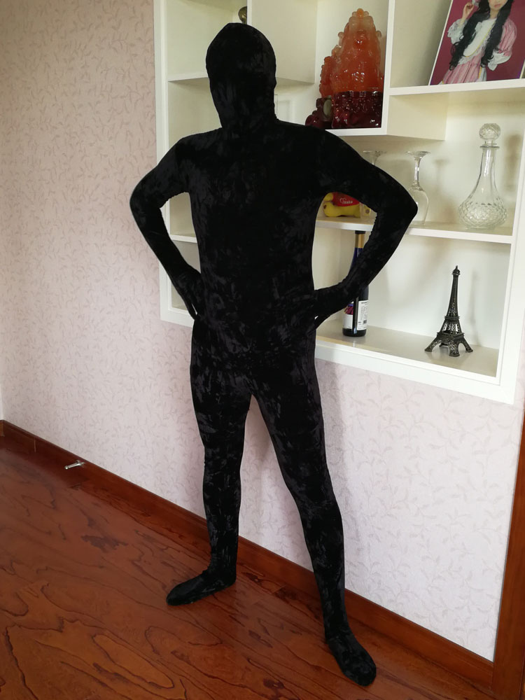 Costumes Costumes | Black Zentai Suit Adults Morph Suit Full Body Velour Bodysuit - KW68386