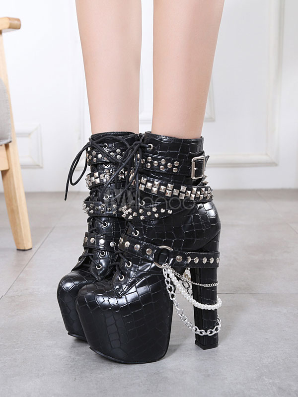 black motorcycle booties