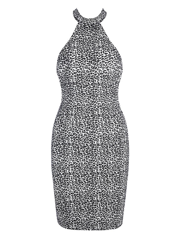 Sexy Party Dress Halter Leopard Print Shaping Club Dress - Milanoo.com