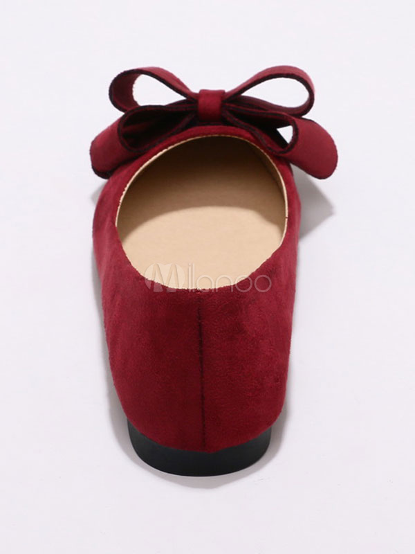 Wildleder Ballet Wohnungen Burgundy Spitz Zehe Schleife 2019 Großhandel 2018 Neue Ankunft Frauen Burgund Farbe Pumpen