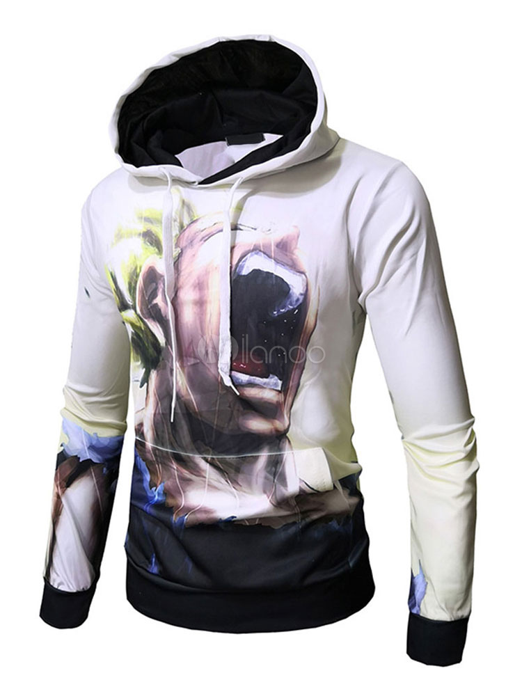 cartoon print drawstring hoodie