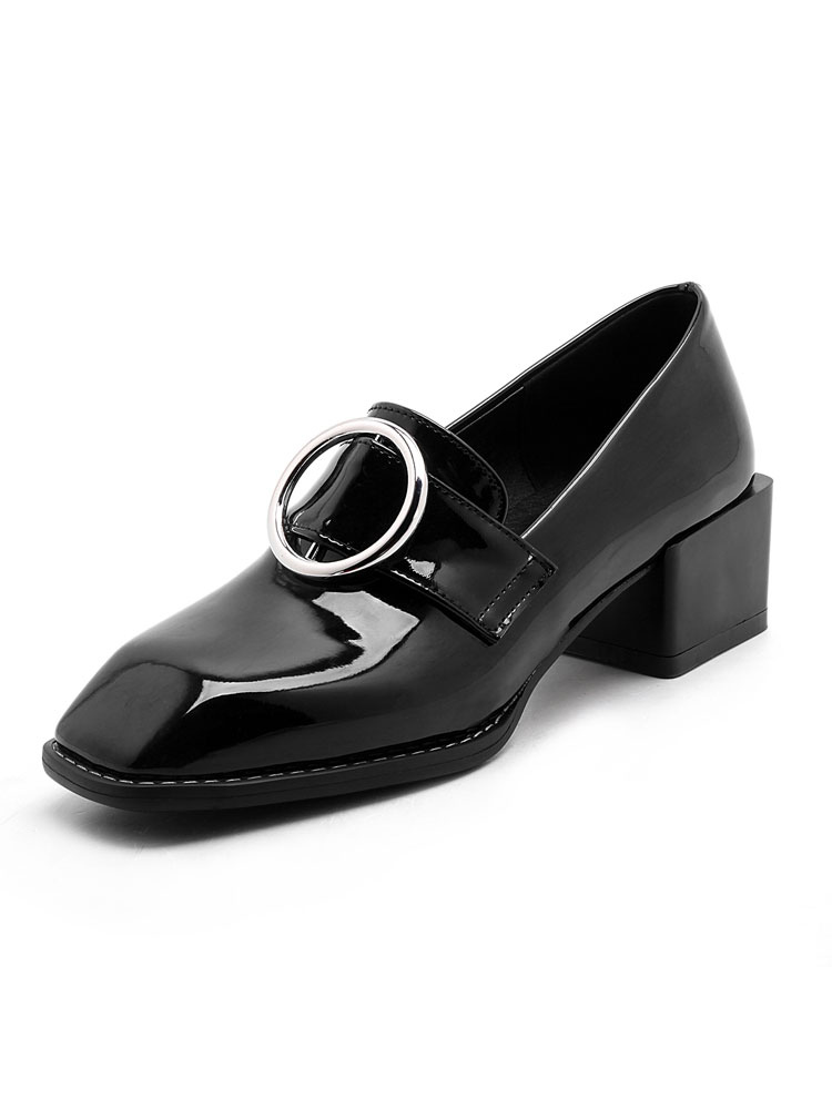 Women Pink Loafers Metallic Grommet Square Toe Slip On Shoes - Milanoo.com