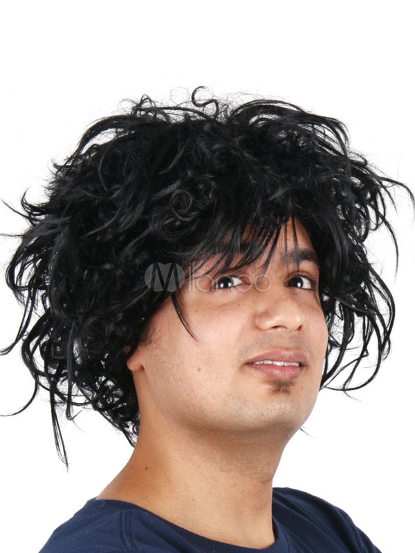 Halloween Hair Wigs Black Tousled Hair Wigs Men Carnival Wigs