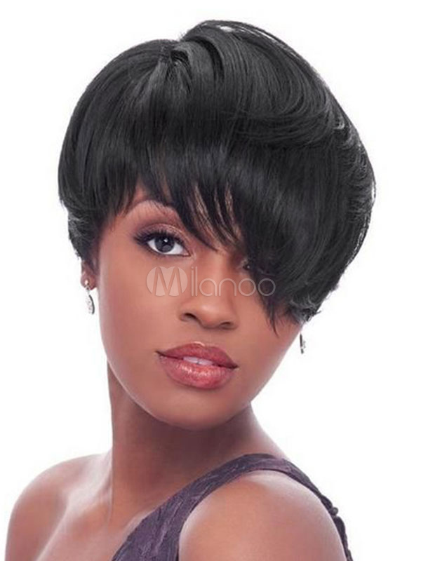 Human Hair Wigs African American Wigs Black Short Hair Wigs With