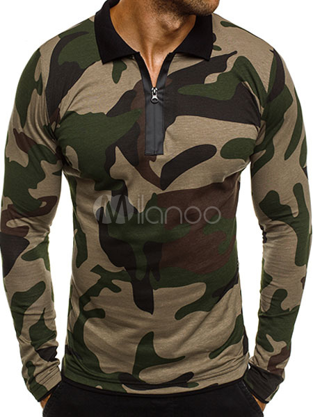 long sleeve camo polo shirt