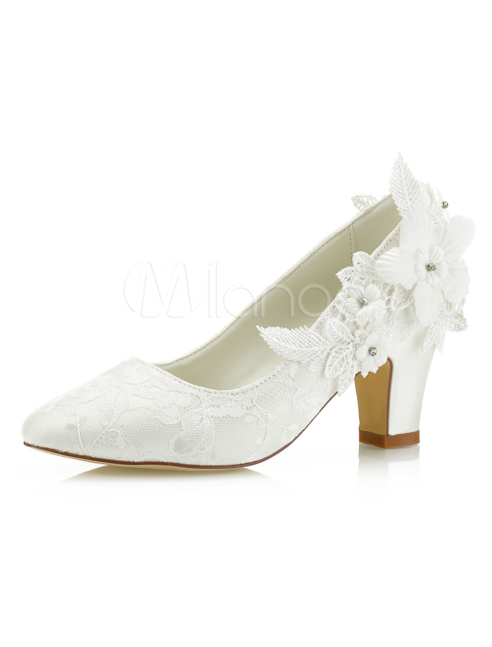 chunky heel ivory wedding shoes
