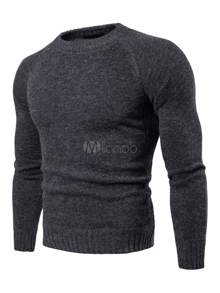 Men Knit Sweater Crewneck Long Sleeve Slim Fit Light Tan Pullover ...