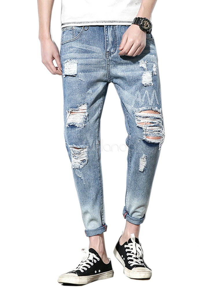 ripped tapered jeans mens online -