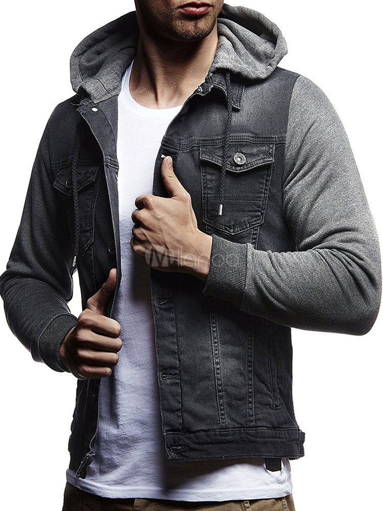 distressed hooded denim jacket