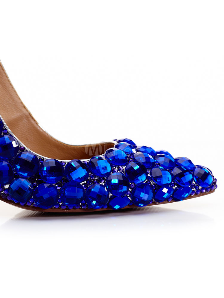 royal blue heels with rhinestones
