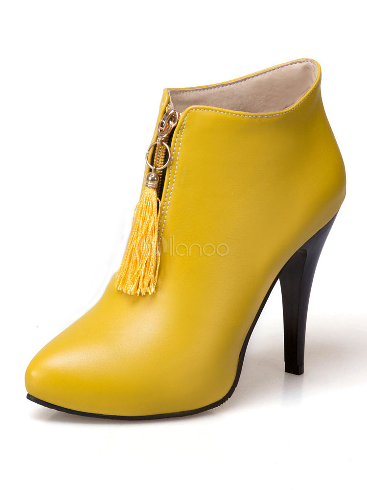 yellow booties women