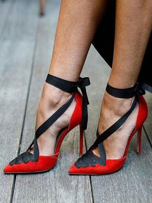 pointed toe lace up heels