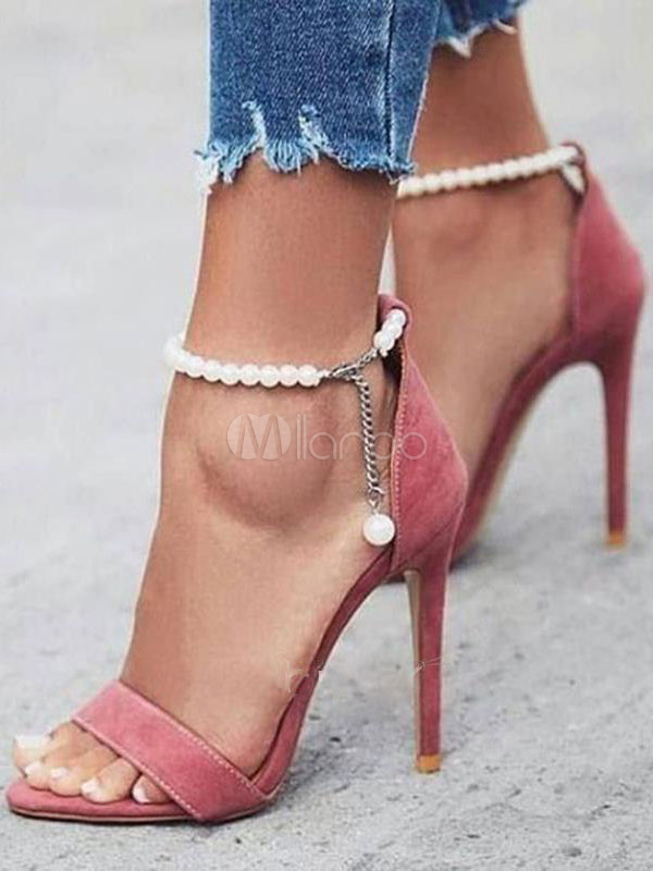 pearl ankle strap heels