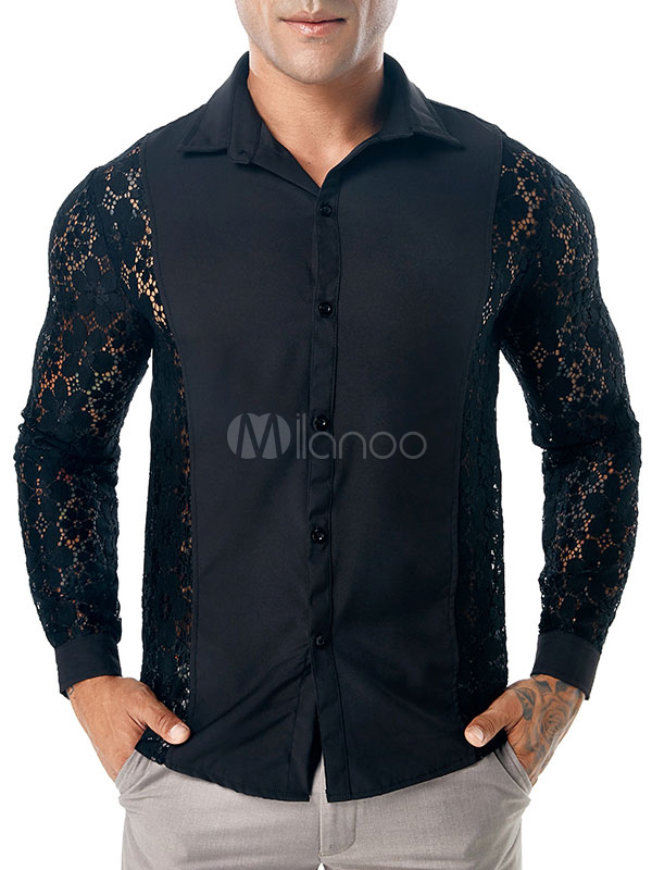 black lace shirt mens