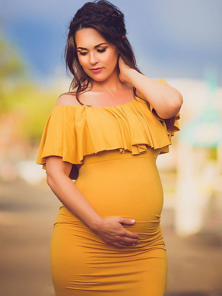 yellow maternity dress for baby shower