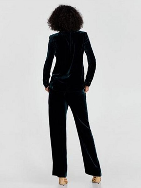 Velvet Blazer Jacket Long Sleeve Buttons Women Casual Blazer Fall Jacket - Milanoo