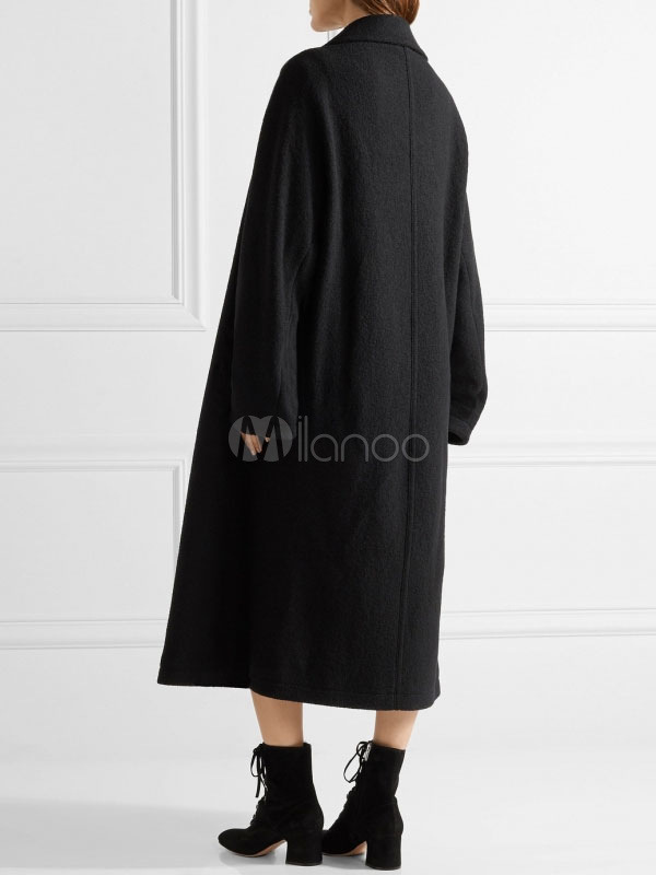 black maxi wool coat