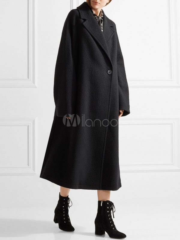 maxi black wool coat