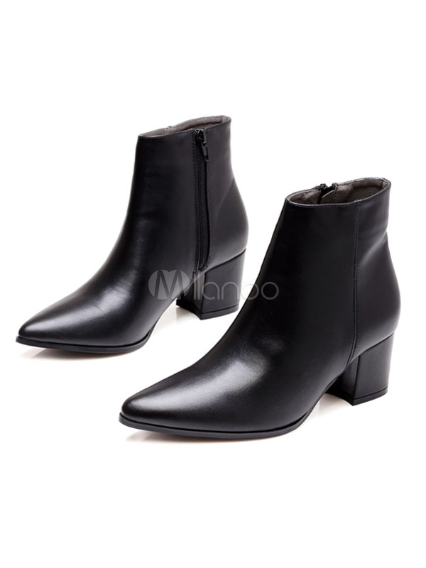 Stivaletti Neri 2022 Stivaletti con Tacco a Punta e Zip a Punta -  Milanoo.com