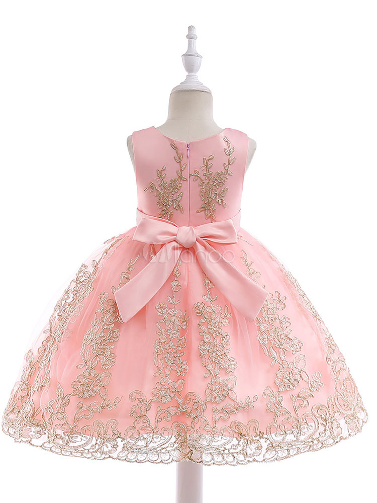 Red Flower Girl Dresses Lace Bows Knee Length A Line Sleeveless Kids ...