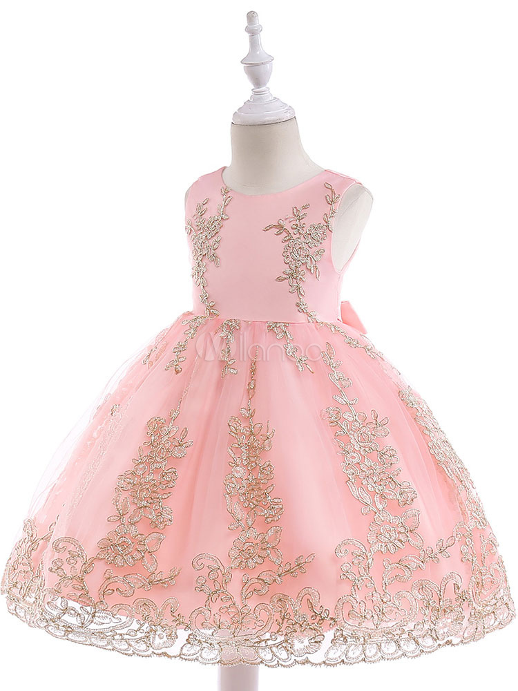 Red Flower Girl Dresses Lace Bows Knee Length A Line Sleeveless Kids ...