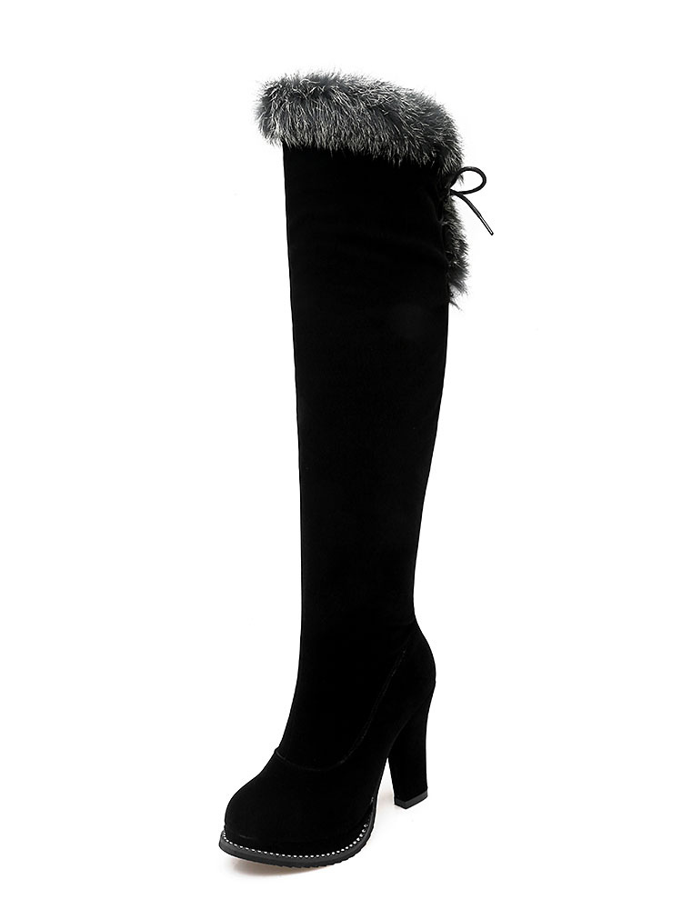 faux fur thigh high boots