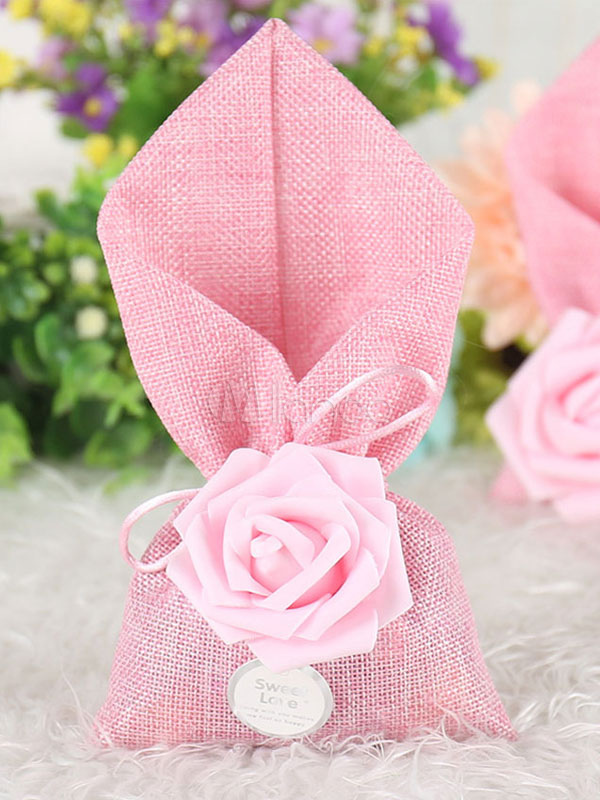 Pink Linen Favor Box or Gift Box