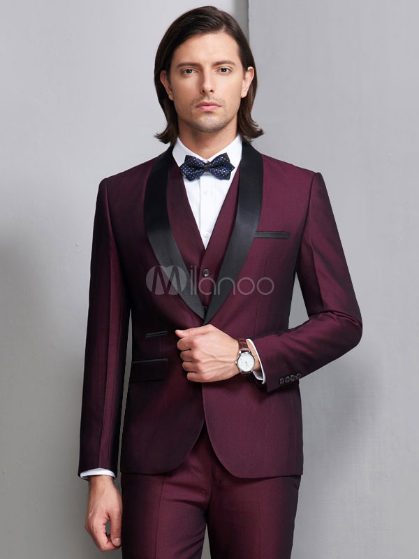 Maroon Burgundy Wedding Tuxedo Grooms Suit For Men Two Pieces 2019 Ja Classbydress