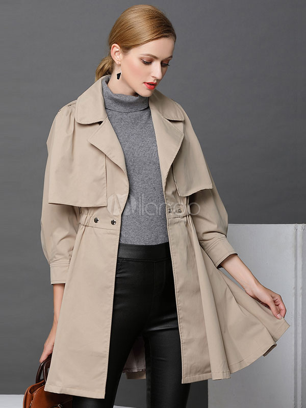 Gabardina tres cuartos con botones y cinturon Beige TABLA TALLAS M