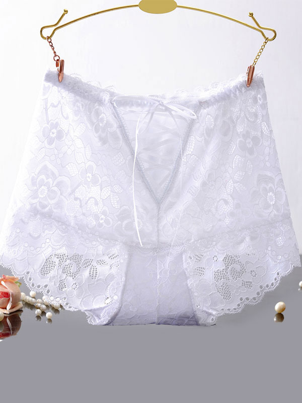 Women Panties Underwear Lace Up Knicker Sheer Boxer Briefs Lingerie ...