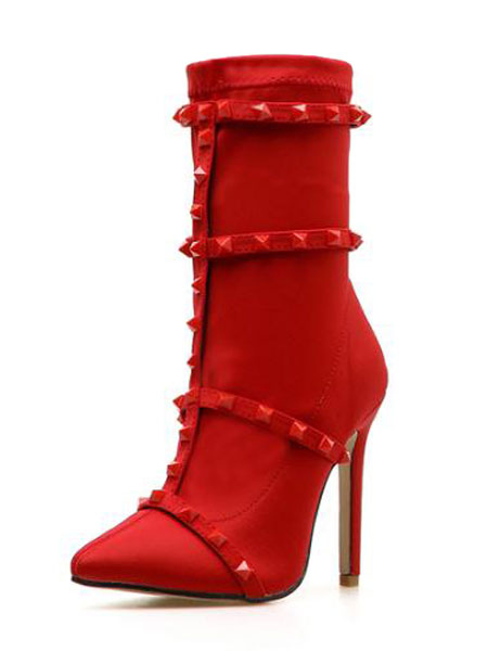red stretch boots