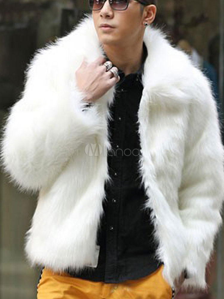 short white fur coat