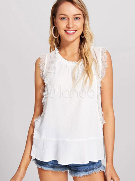 white chiffon vest top