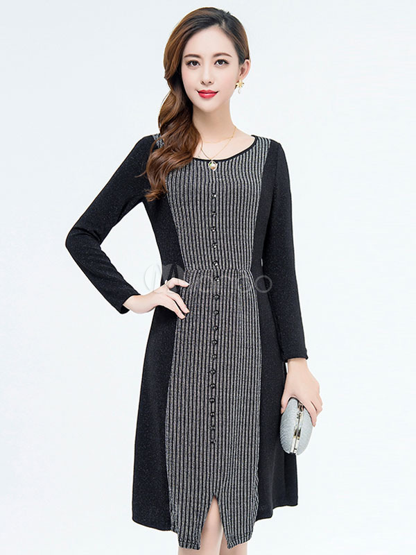 black sweater dress midi