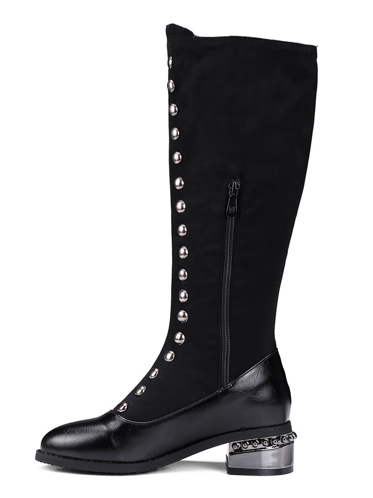 black high boots flat