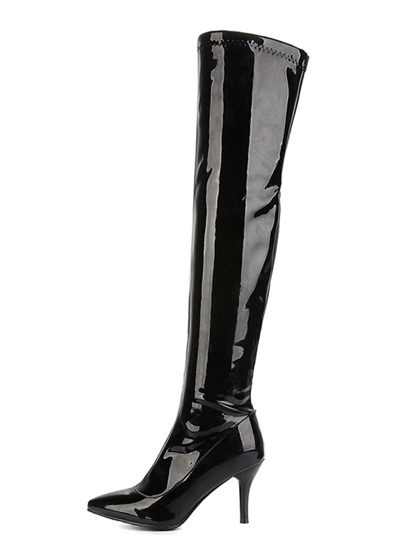 Overknee-Stiefel mit Overknee-Stiefel aus Lackleder für Damen mit