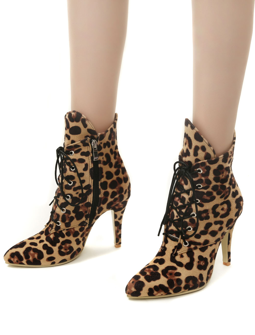 leopard high heel boots