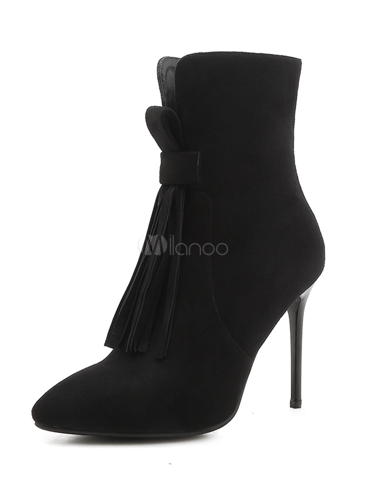 High Heel Booties Suede Pointed Toe Stiletto Heel Ankle Boots With ...