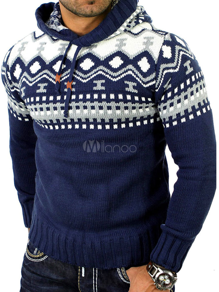 knit sweater hoodie men's