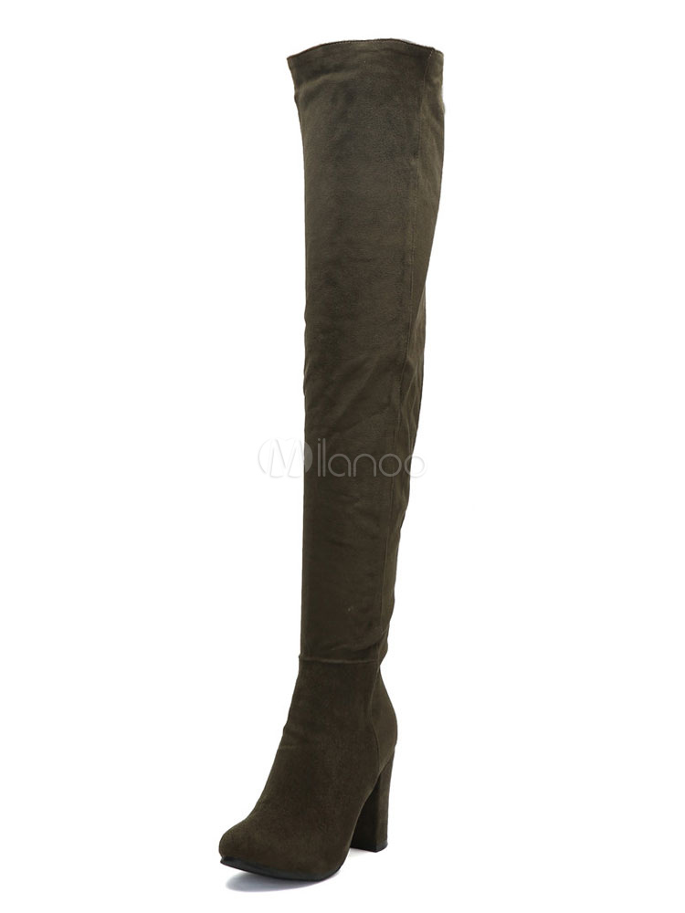 thigh high stiletto boots suede