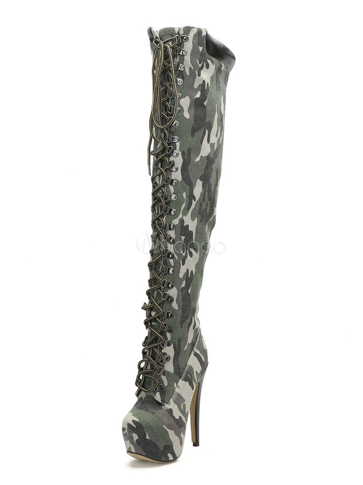 hunter green thigh high boots