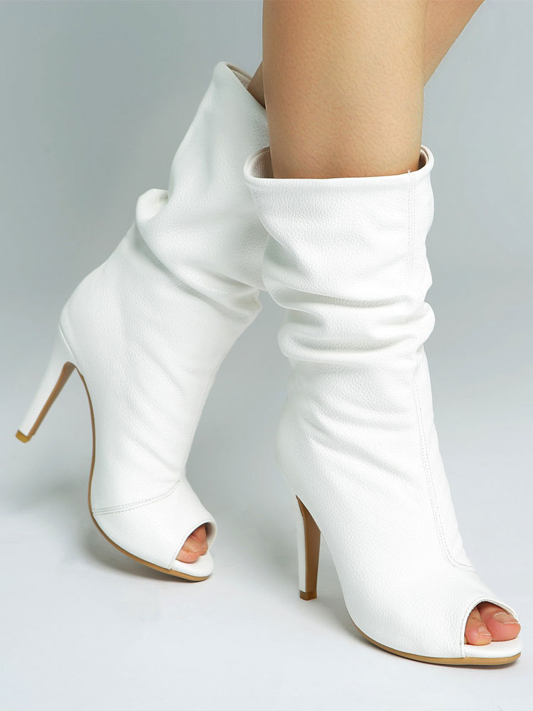 heeled ankle boots peep toe